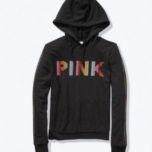 NWOT VS PINK Rainbow Pride Bling Pullovet Hoodie